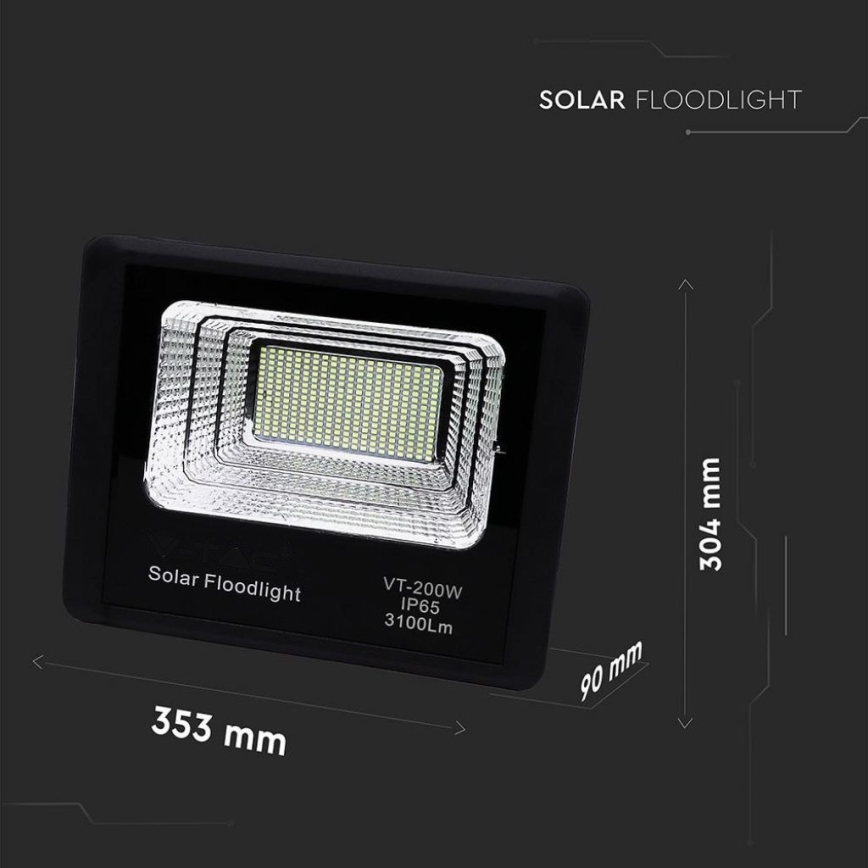 LED Solcellstrålkastare utomhus LED/40W/10V IP65 6000K + fjärrkontroll