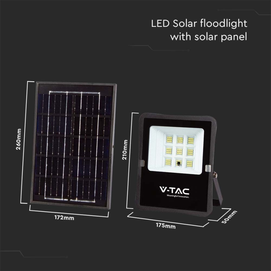 LED Solcellstrålkastare utomhus LED/6W/3,2V 4000K IP65 5000 mAh + fjärrkontroll
