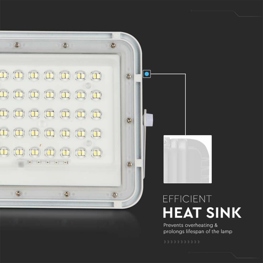 LED Utomhus ljusreglerad solcell strålkastare LED/6W/3,2V IP65 4000K 5000 mAh vit + fjärrkontroll