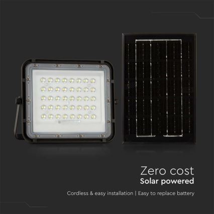 LED Utomhus ljusreglerad solcell strålkastare LED/6W/3,2V IP65 6400K 5000 mAh svart + fjärrkontroll
