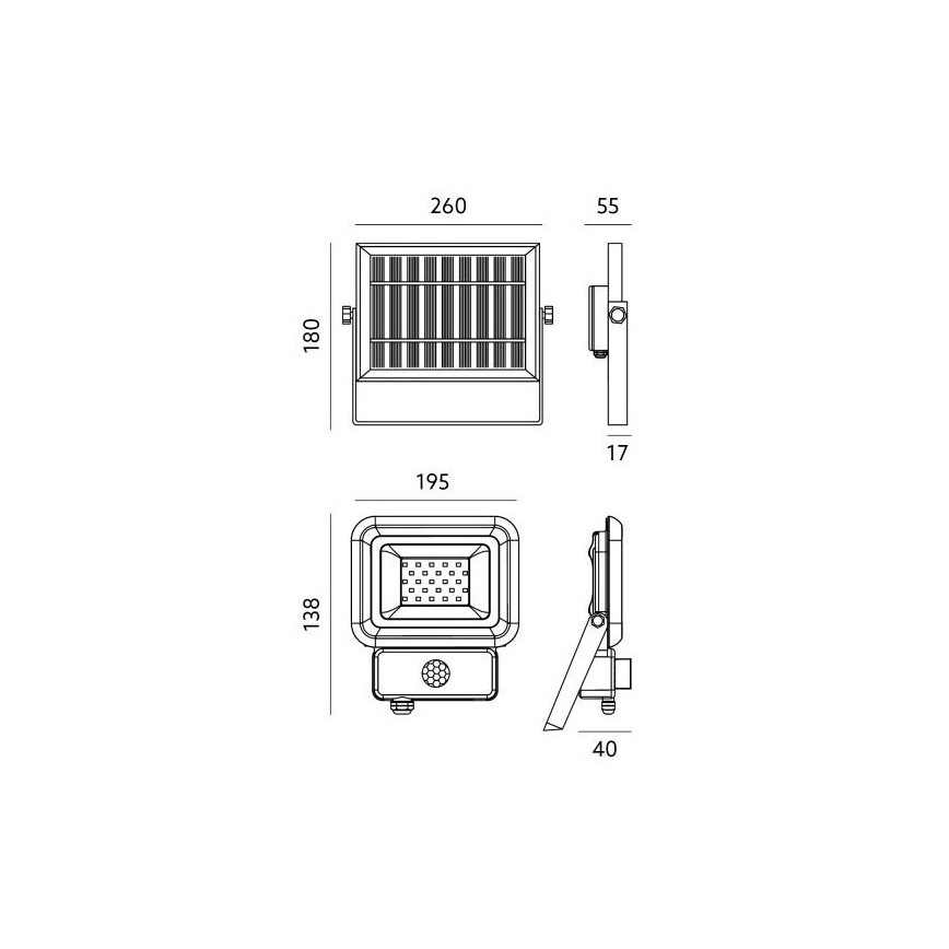 LED Solcellstrålkastare utomhus med sensor LED/20W/3,7V 6500K IP65 4400 mAh
