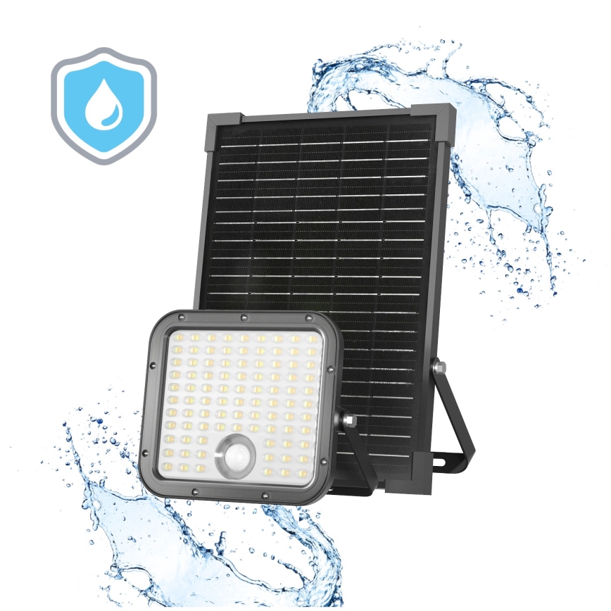 LED Solcellstrålkastare utomhus med sensor LED/30W/6,4V IP65 3000/4000K 6000 mAh + fjärrkontroll