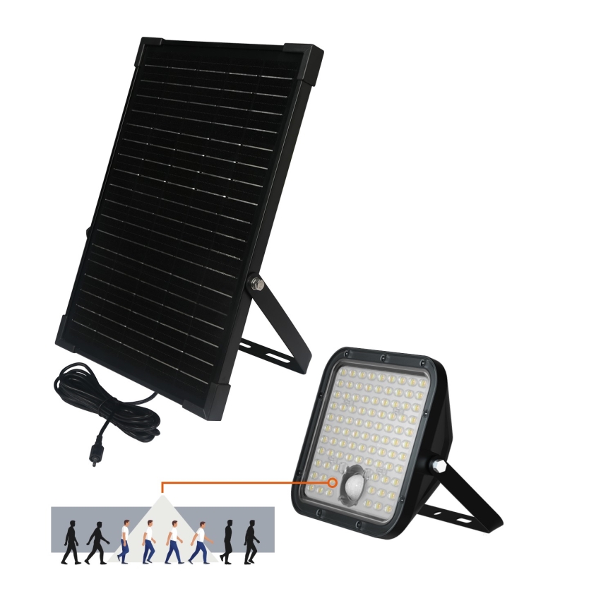 LED Solcellstrålkastare utomhus med sensor LED/30W/6,4V IP65 3000/4000K 6000 mAh + fjärrkontroll