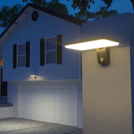 LED solcellsvägglampa med sensor LED/15W/3,2V 4000K/6000K IP65 6000 mAh svart