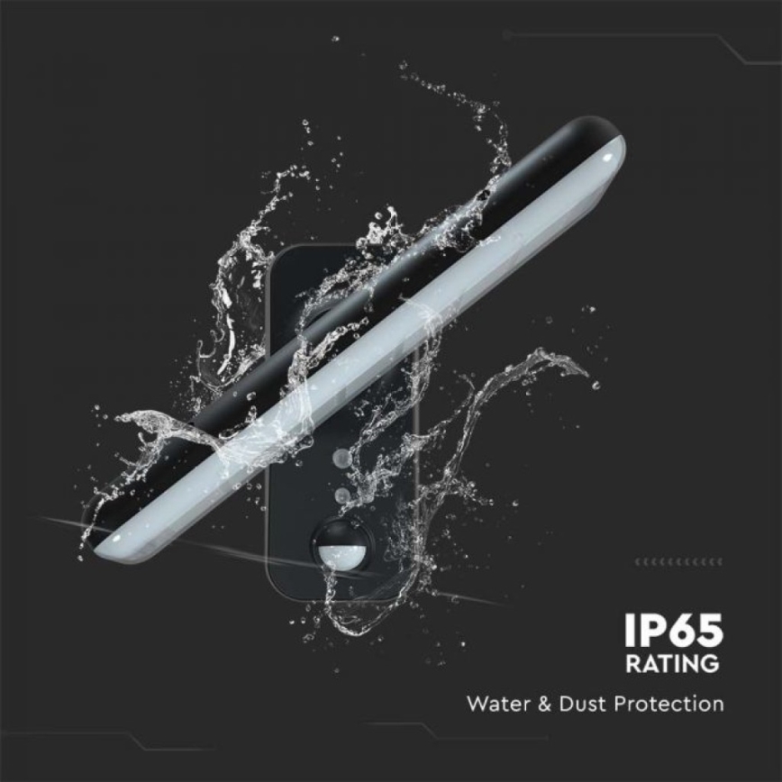 LED solcellsvägglampa med sensor LED/15W/3,2V 4000K/6000K IP65 6000 mAh svart