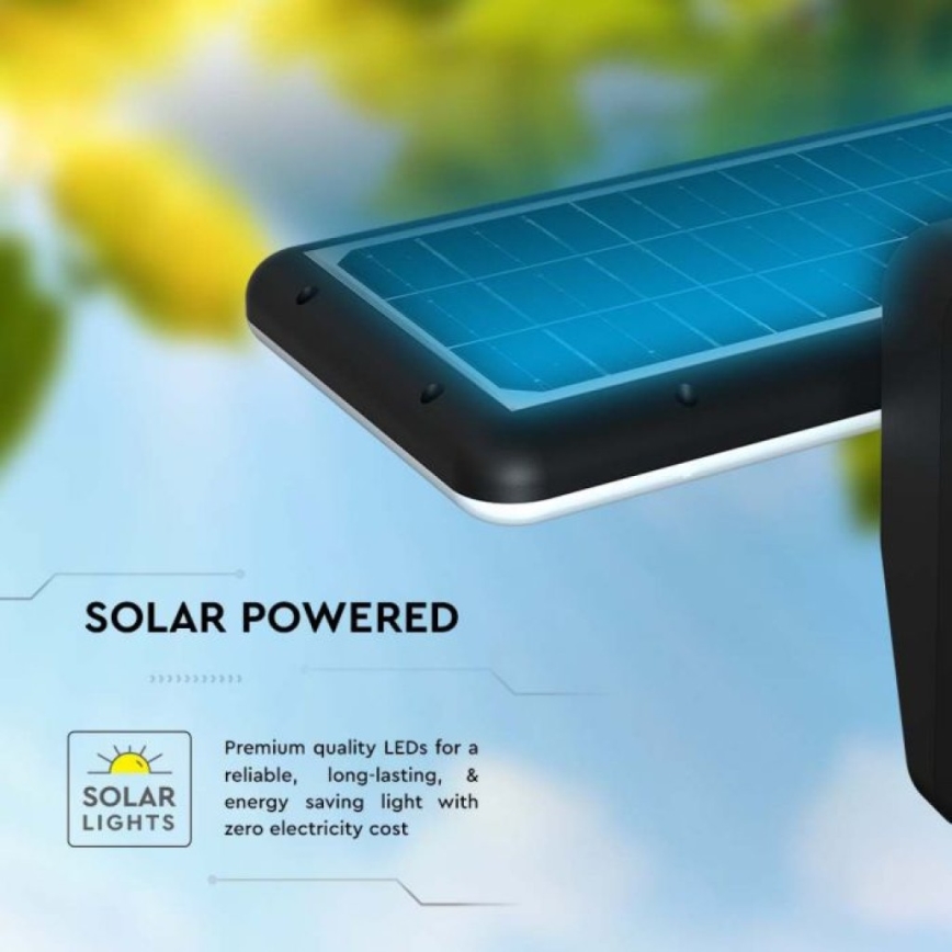 LED solcellsvägglampa med sensor LED/15W/3,2V 4000K/6000K IP65 6000 mAh svart