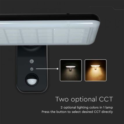 LED solcellsvägglampa med sensor LED/15W/3,2V 4000K/6000K IP65 6000 mAh svart