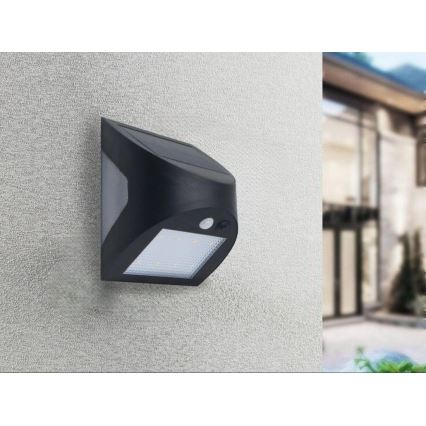 LED solcellsvägglampa med sensor LED/3W/3,7V 3000/4000K 1200 mAh IP54 svart
