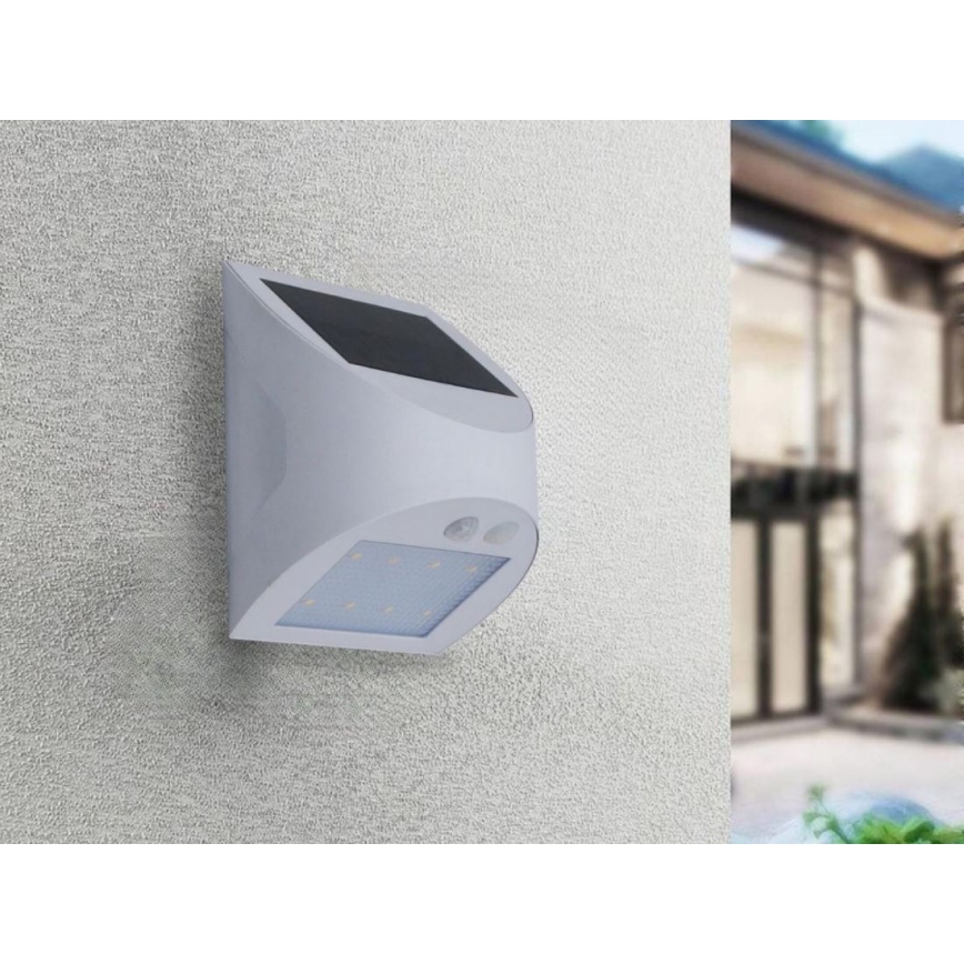 LED solcellsdriven vägglampa med sensor LED/3W/3,7V 3000/4000K 1200 mAh IP54 vit
