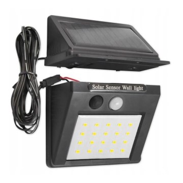 LED Solcellsväggslampa med sensor och extern panel LED /0,55W/3,7V IP65