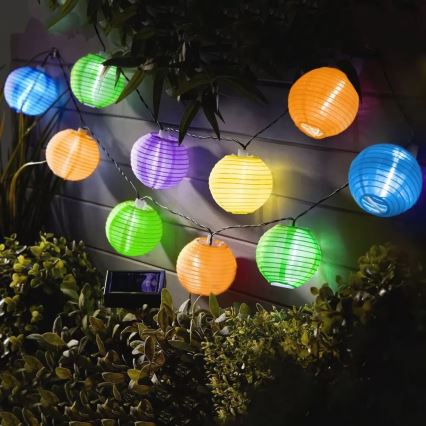 LED solkedja  10xLED/1,2V 3,7m IP44 flerfärgade
