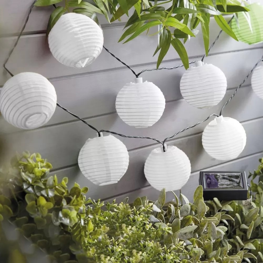 LED solkedja  10xLED/1,2V 3,7m IP44 kall vit 