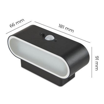LED sollampa väggbelysning med en sensor SOLARIS2 LED/2,5W/3,7V 4000K IP44