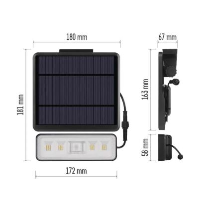 LED solcellsspot med rörelsesensor LED/3,7V 2500mAh 4000K IP54