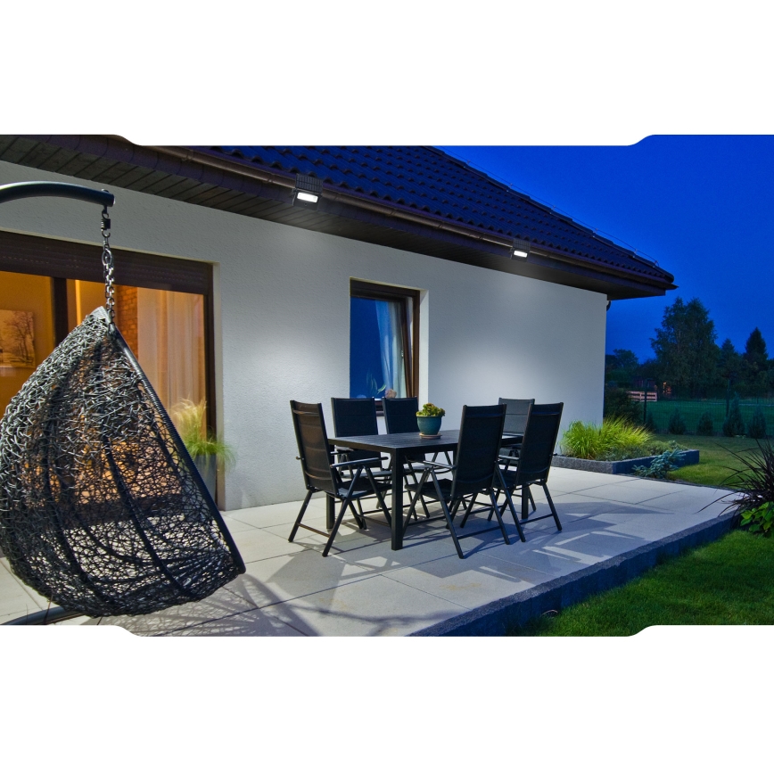 LED solcellsreflektor med rörelsesensor och skymningssensor NOCTIS LED/2W/1800 mAh 3,7V 6000K IP65
