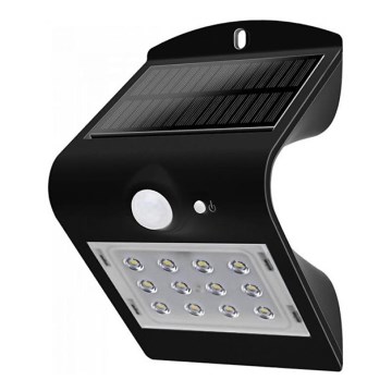 LED SolVägglampabelysning med sensor LED/1.5W/3,7V IP65 svart