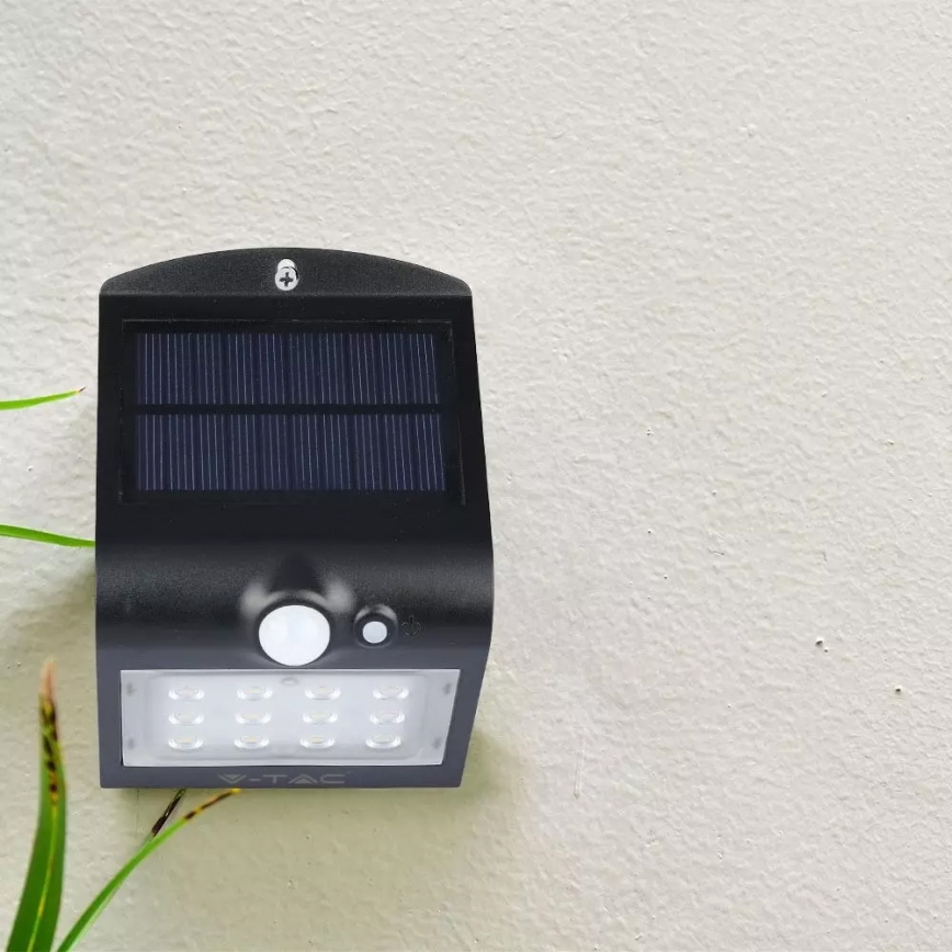 LED SolVägglampabelysning med sensor LED/1.5W/3,7V IP65 svart