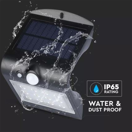 LED SolVägglampabelysning med sensor LED/1.5W/3,7V IP65 svart