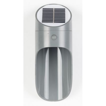 LED SolVägglampabelysning med sensor PALESA LED/1W/3,7V IP65 grå