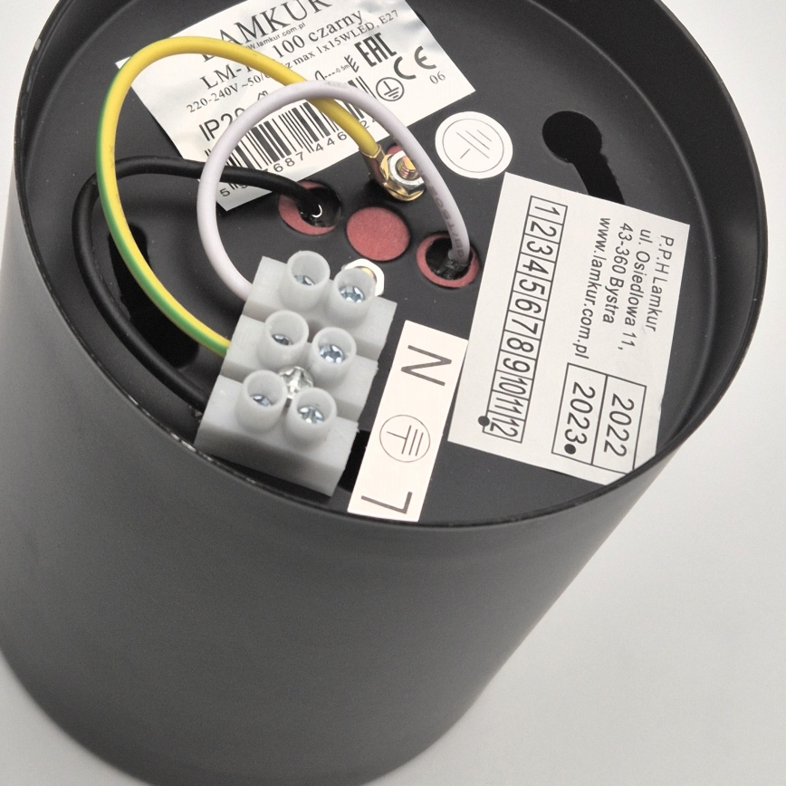 LED Spotlampa TACO 1xE27/15W/230V svart