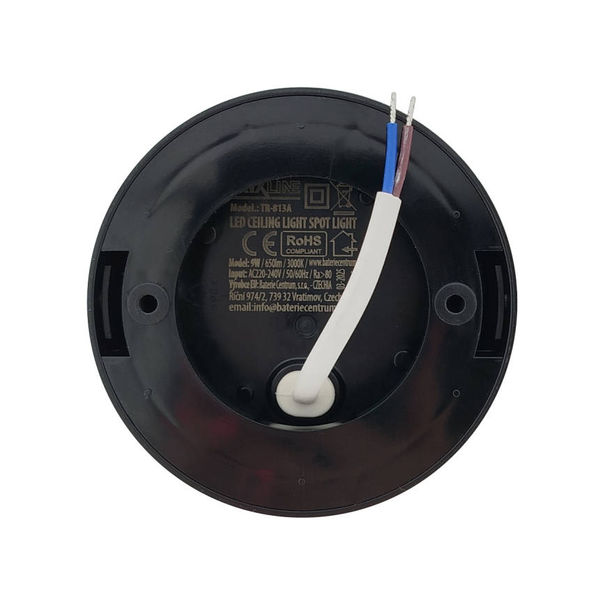 LED-spotlampa 9W/230V Ø 9 cm svart