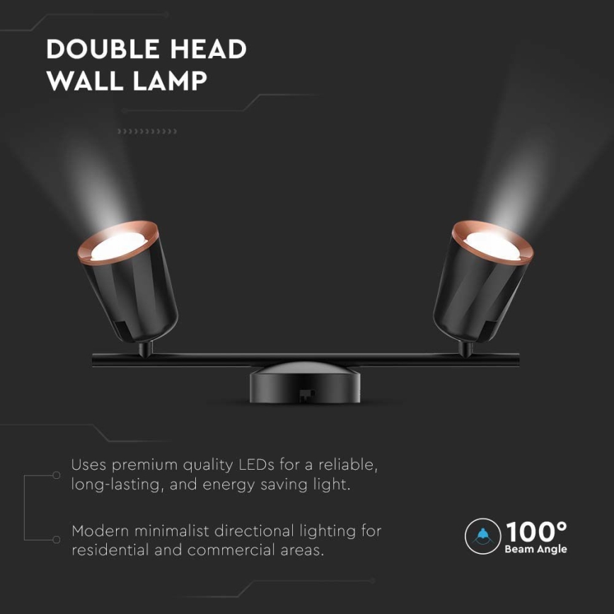 LED spotlight 2xLED/5W/230V 3000K svart