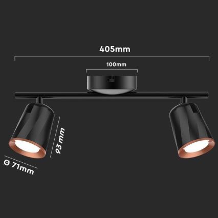 LED spotlight 2xLED/5W/230V 3000K svart