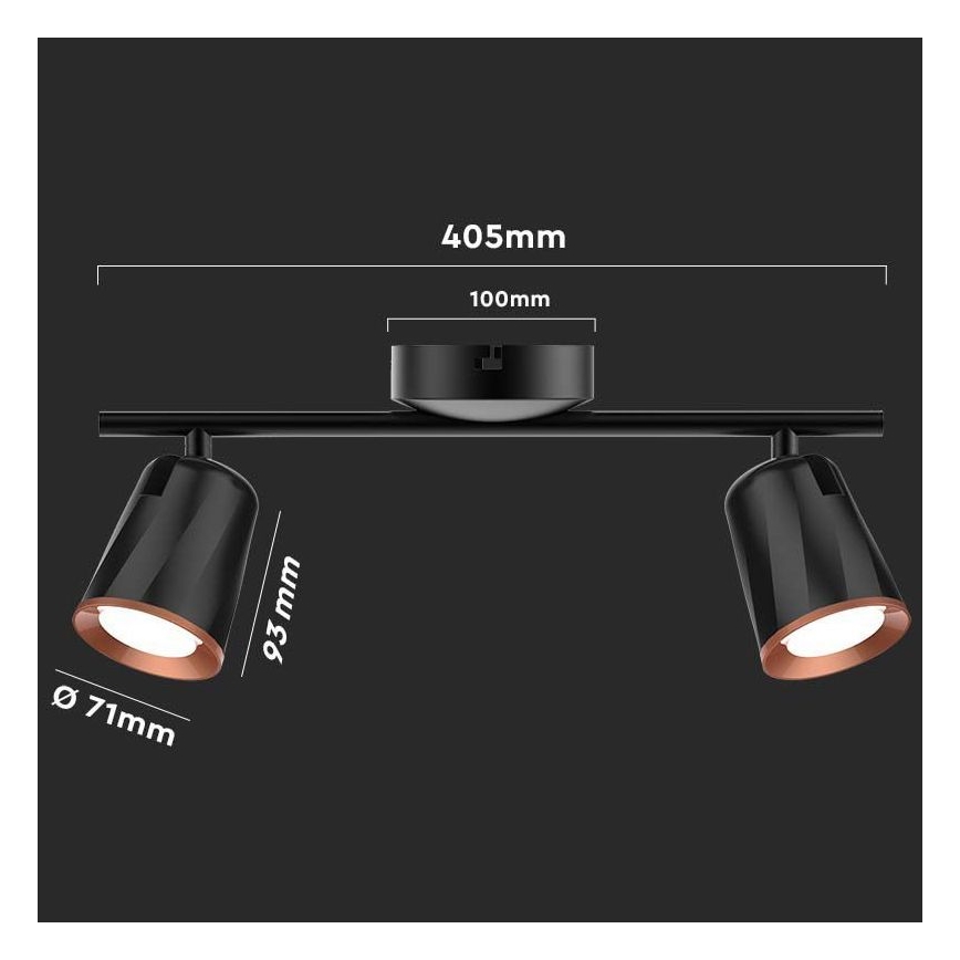 LED spotlight 2xLED/5W/230V 3000K svart