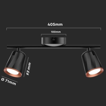 LED spotlight 2xLED/5W/230V 4000K svart
