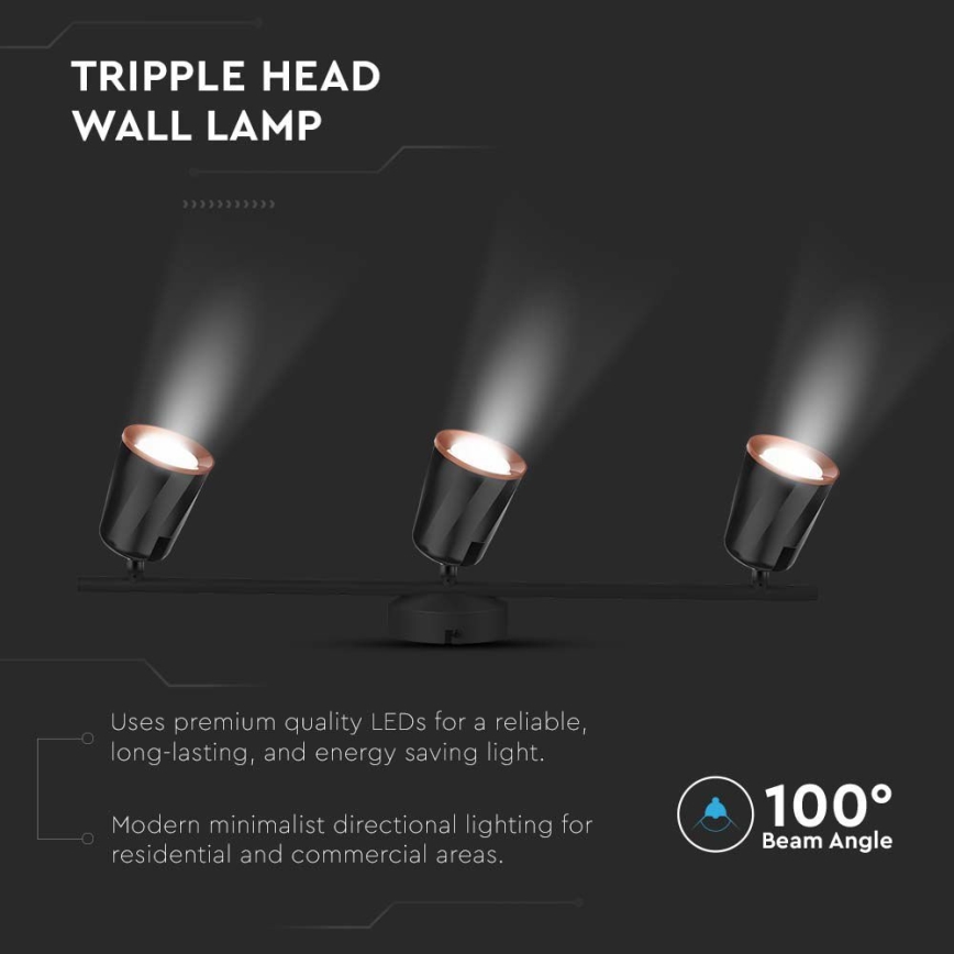 LED spotlight 3xLED/5W/230V 4000K svart