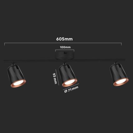 LED spotlight 3xLED/5W/230V 4000K svart