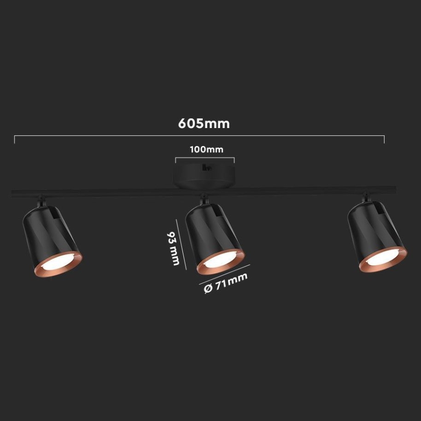 LED spotlight 3xLED/5W/230V 4000K svart