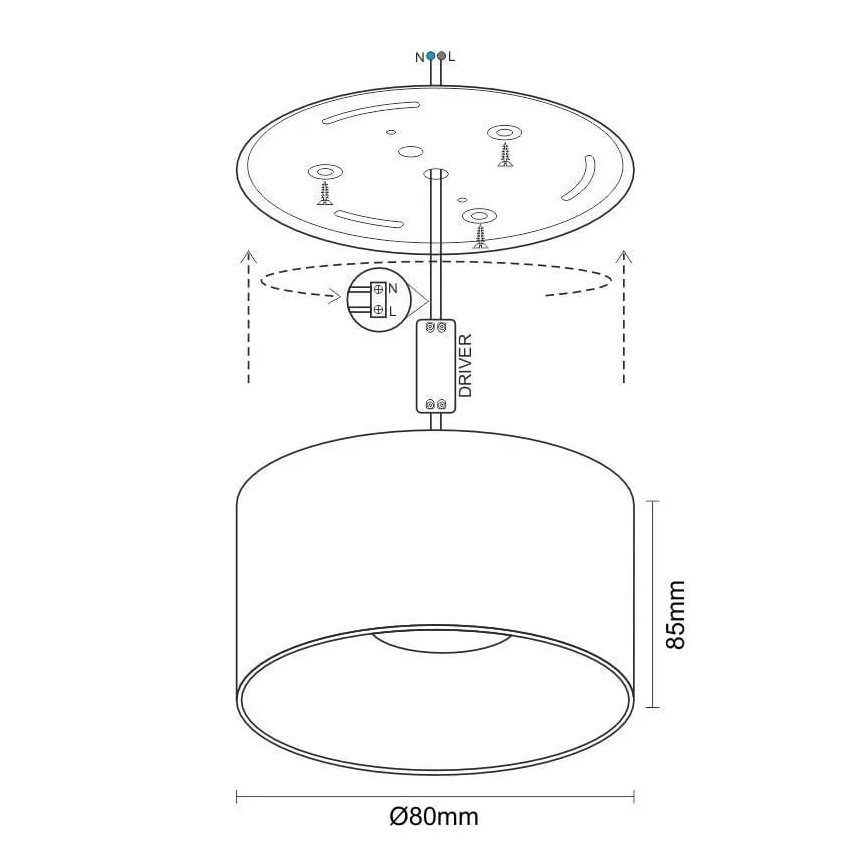 LED spotlight LED/12W/230V 4000K diameter 8 cm vit
