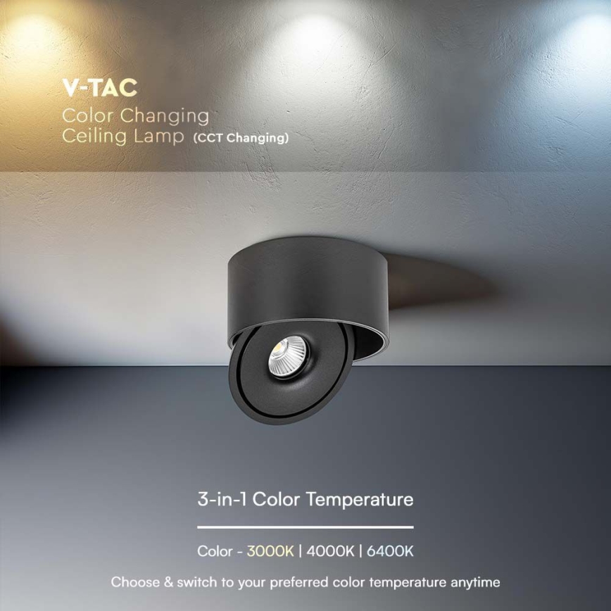 LED Flexibel spotlight LED/20W/230V 3000/4000/6400K CRI 90 svart