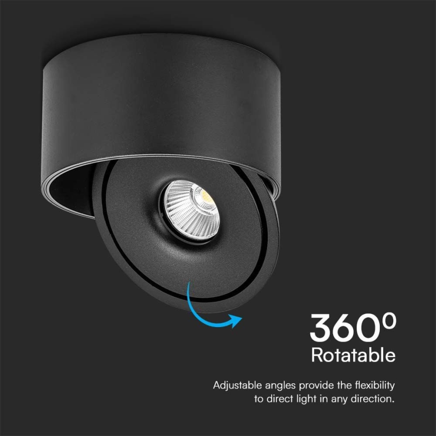 LED Flexibel spotlight LED/20W/230V 3000/4000/6400K CRI 90 svart