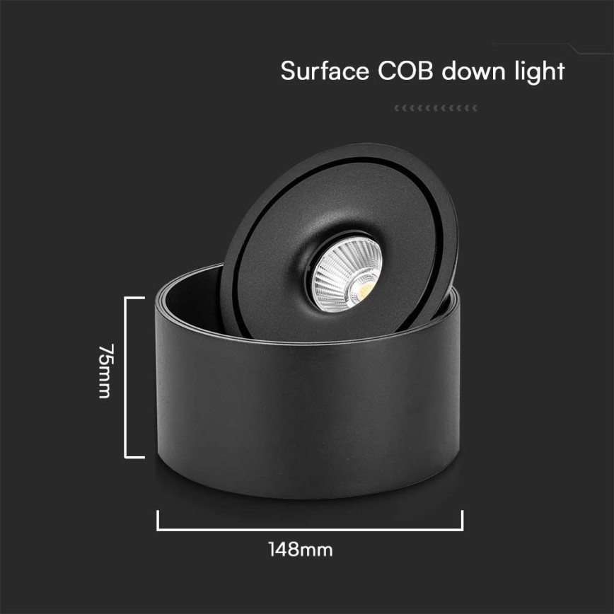 LED Flexibel spotlight LED/20W/230V 3000/4000/6400K CRI 90 svart