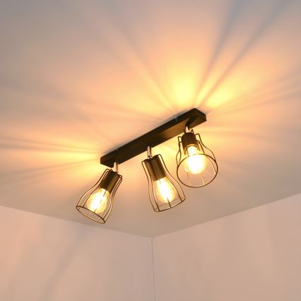 LED Spotlight  TUBE II 3xE27/15W/230V svart