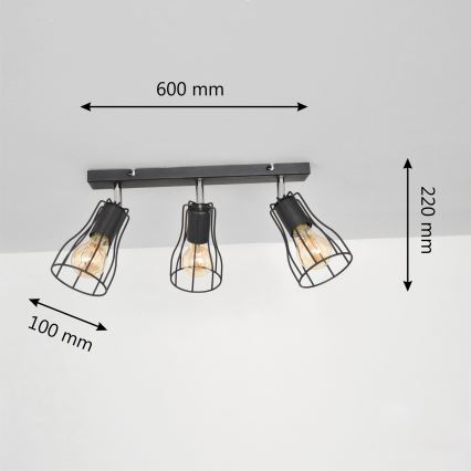 LED Spotlight  TUBE II 3xE27/15W/230V svart
