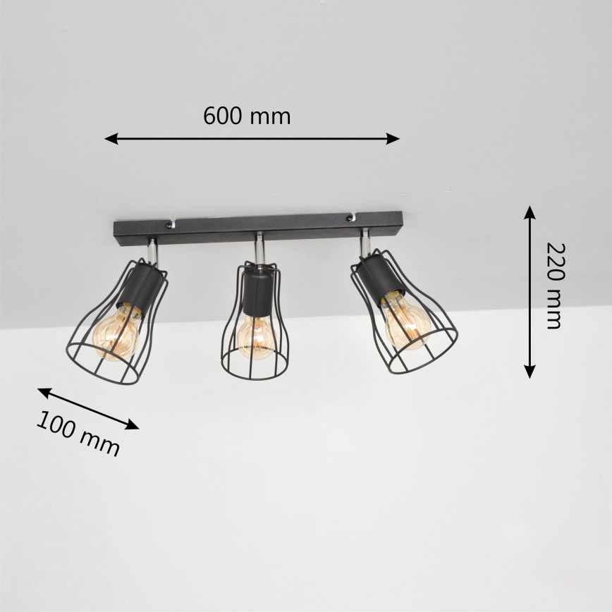 LED Spotlight  TUBE II 3xE27/15W/230V svart