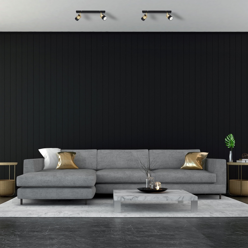 LED spotlight TUBSSON 2xGU10/4,8W/230V svart/guld