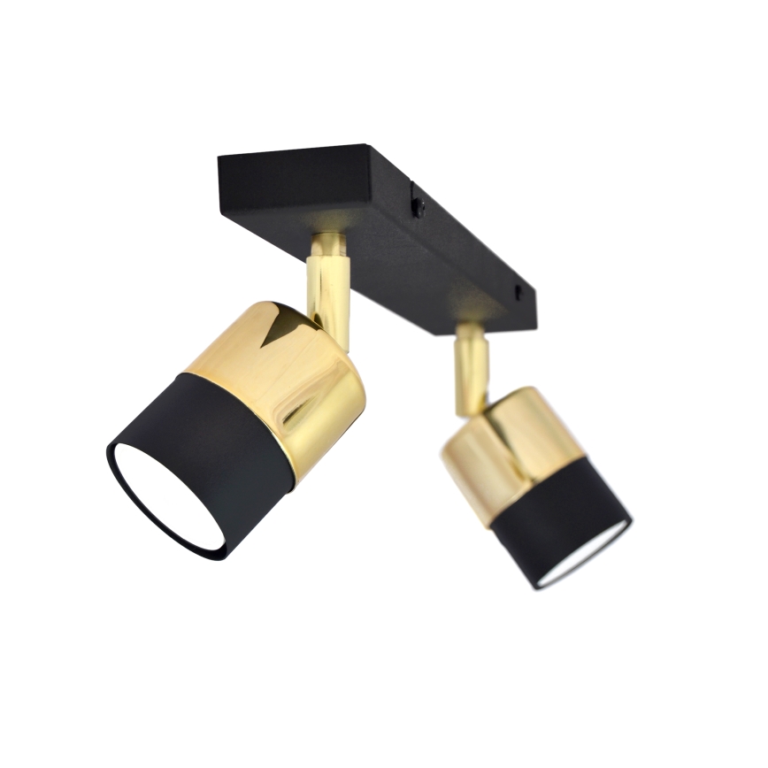LED spotlight TUBSSON 2xGU10/4,8W/230V svart/guld