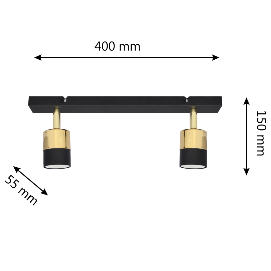 LED spotlight TUBSSON 2xGU10/4,8W/230V svart/guld