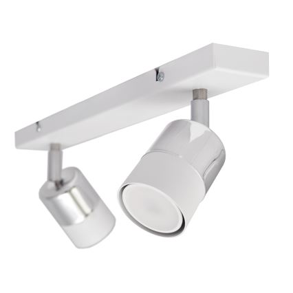 LED Spotlight TUBSSON 2xGU10/4,8W/230V vit/skinande krom
