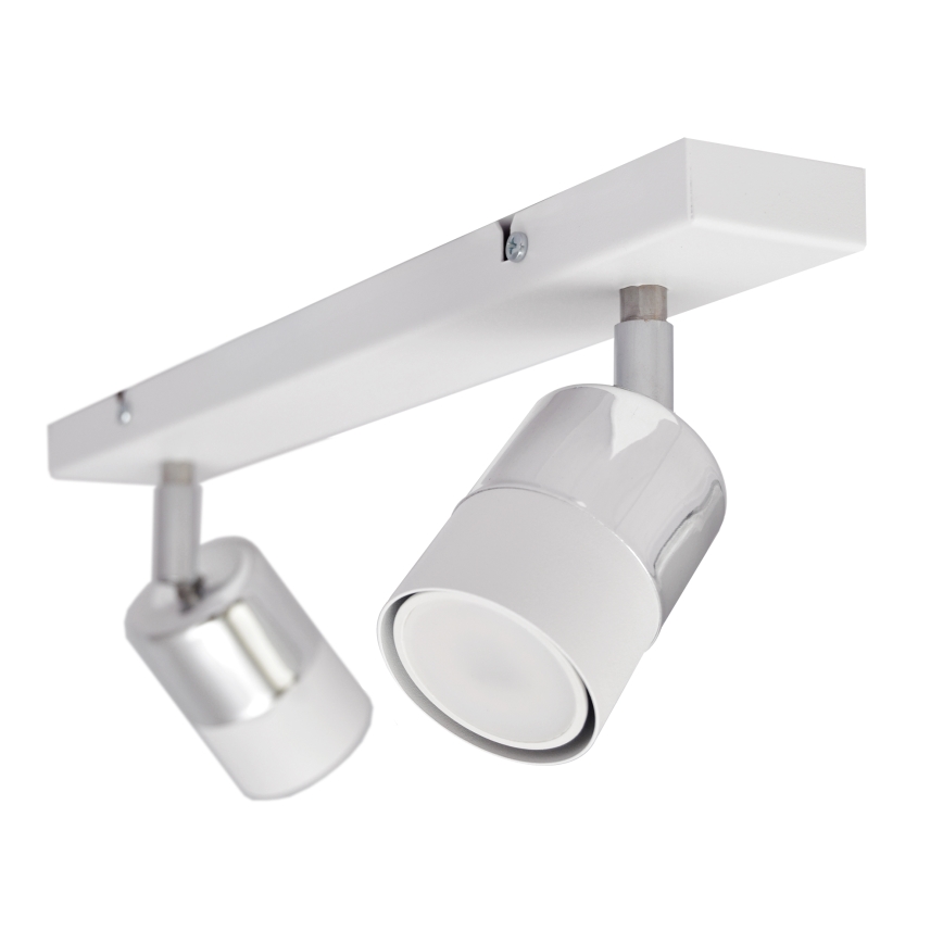 LED Spotlight TUBSSON 2xGU10/4,8W/230V vit/skinande krom