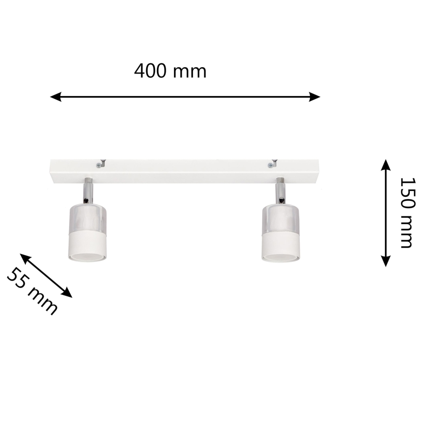 LED Spotlight TUBSSON 2xGU10/4,8W/230V vit/skinande krom