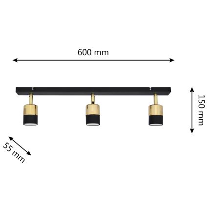 LED spotlight TUBSSON 3xGU10/4,8W/230V svart/guld
