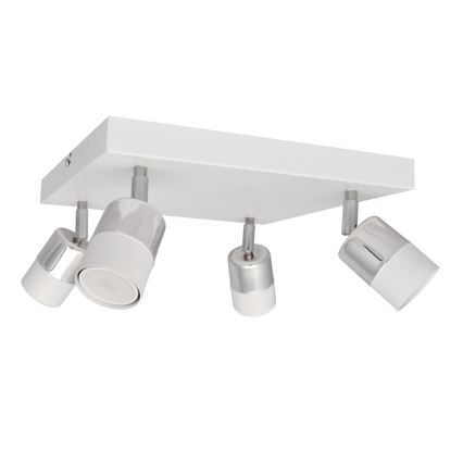 LED Spotlight TUBSSON 4xGU10/4,8W/230V vit/skinande krom