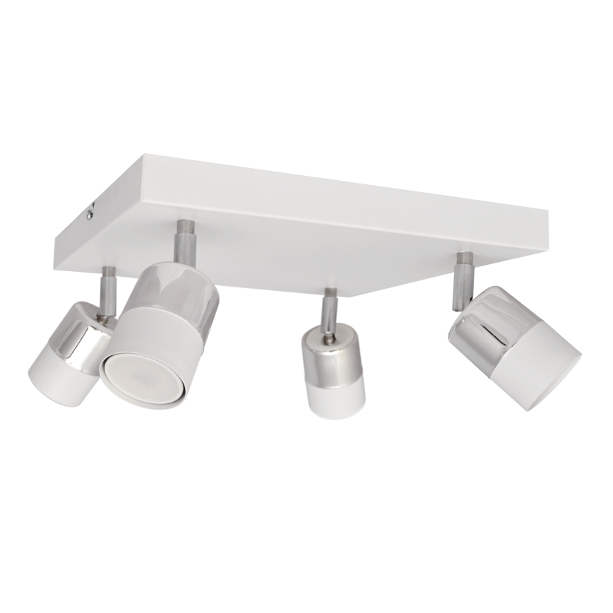 LED Spotlight TUBSSON 4xGU10/4,8W/230V vit/skinande krom