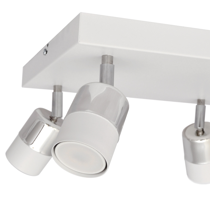 LED Spotlight TUBSSON 4xGU10/4,8W/230V vit/skinande krom