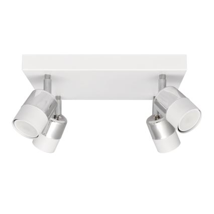 LED Spotlight TUBSSON 4xGU10/4,8W/230V vit/skinande krom